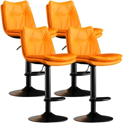 Contemporary Leather Swivel Adjustable Bar Stools with Backrest Image - 43