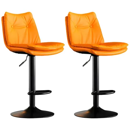 Contemporary Leather Swivel Adjustable Bar Stools with Backrest Image - 45