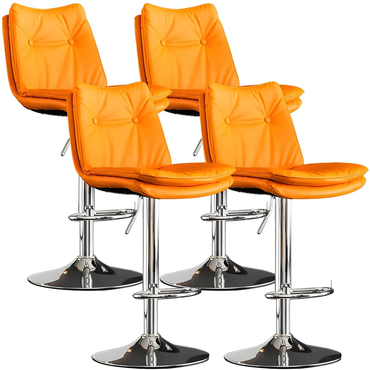 Contemporary Leather Swivel Adjustable Bar Stools with Backrest Image - 46