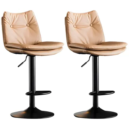 Contemporary Leather Swivel Adjustable Bar Stools with Backrest Image - 57