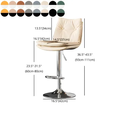 Contemporary Leather Swivel Adjustable Bar Stools with Backrest #size