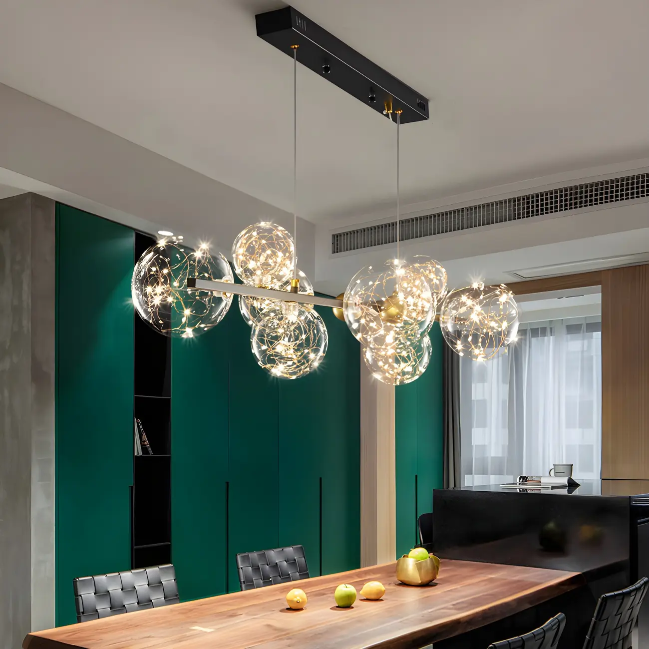 Dining Area Modern Glass 8-Light Globe Chandelier Image - 4 | homeyfad