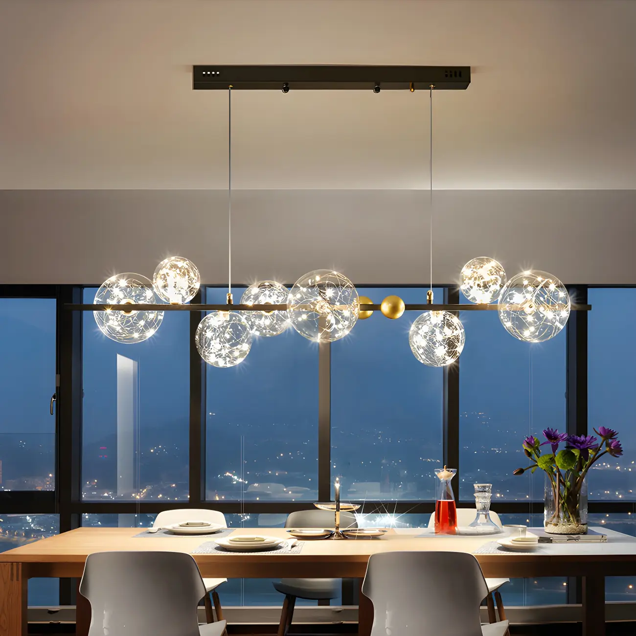 Dining Area Modern Glass 8-Light Globe Chandelier Image - 1 | homeyfad