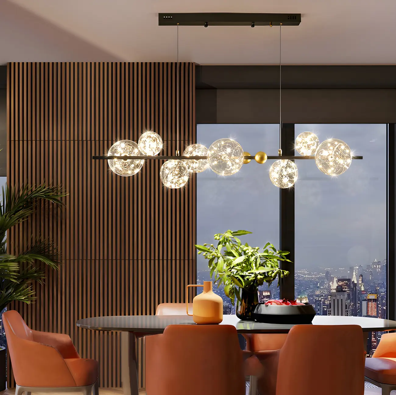 Dining Area Modern Glass 8-Light Globe Chandelier Image - 2 | homeyfad