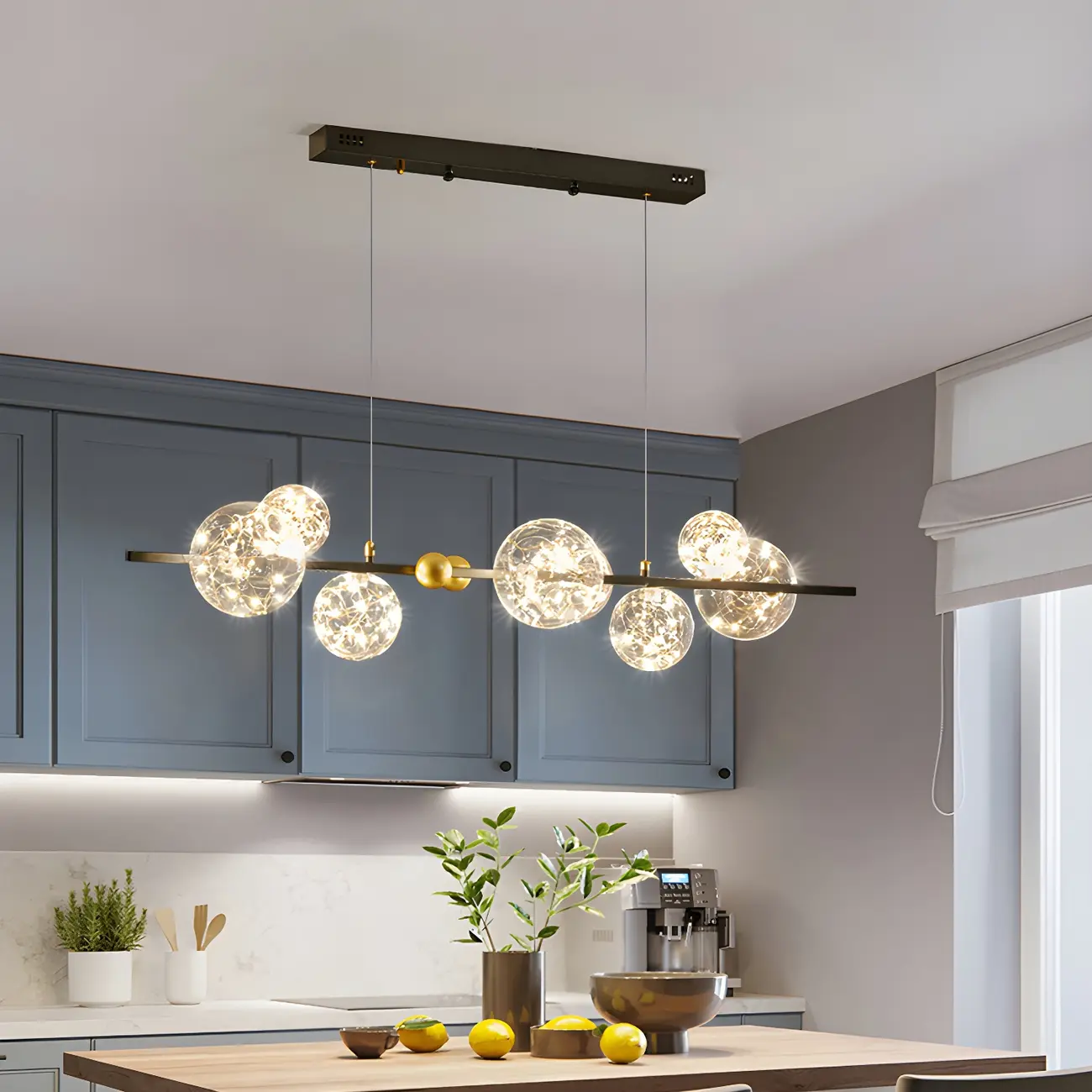 Dining Area Modern Glass 8-Light Globe Chandelier Image - 9 | homeyfad