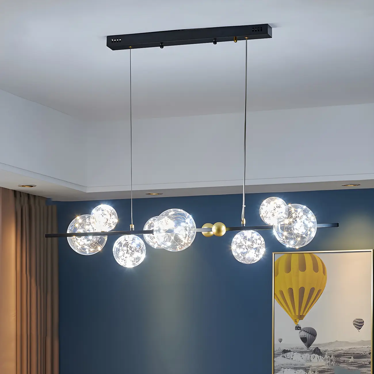 Dining Area Modern Glass 8-Light Globe Chandelier Image - 10 | homeyfad