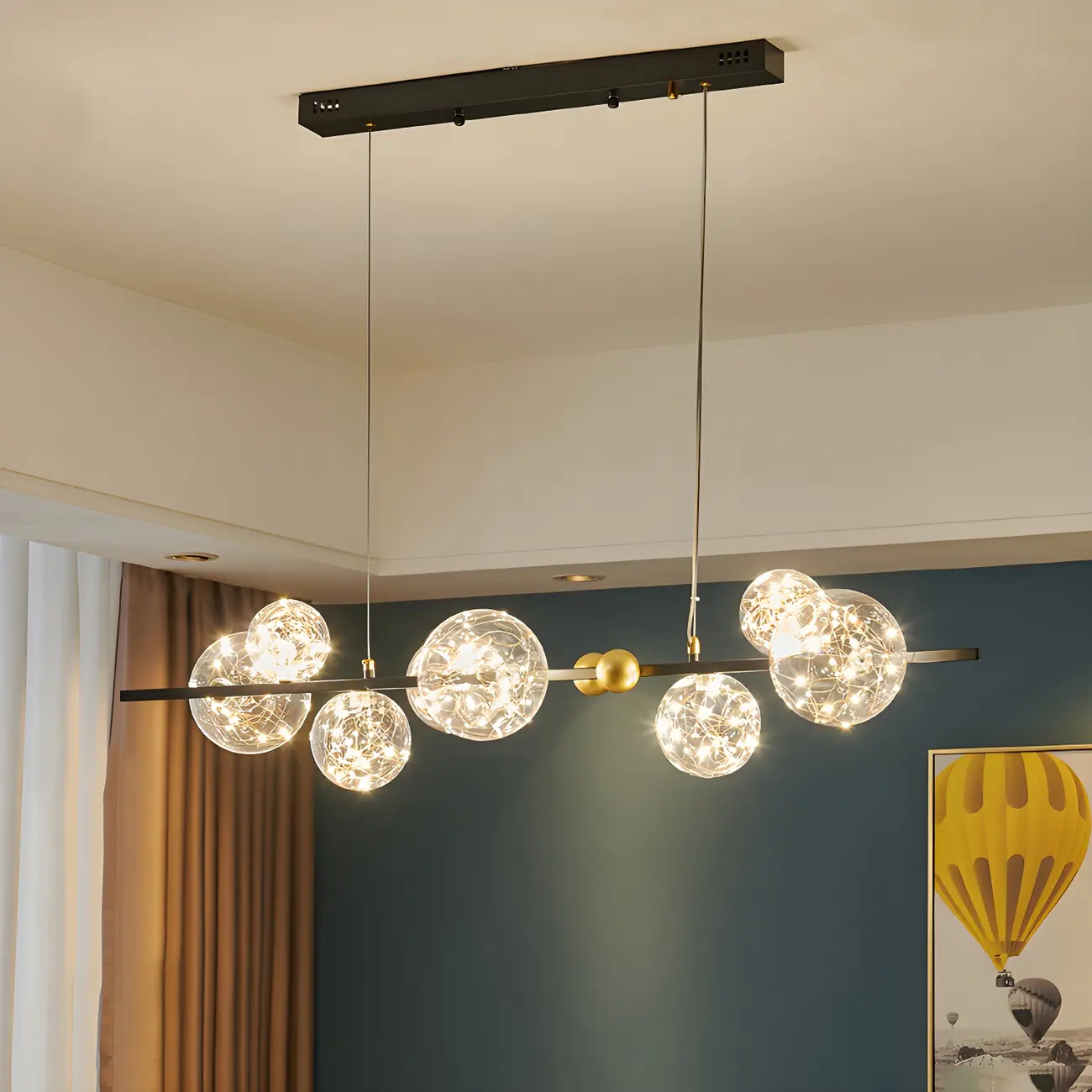 Dining Area Modern Glass 8-Light Globe Chandelier Image - 11 | homeyfad