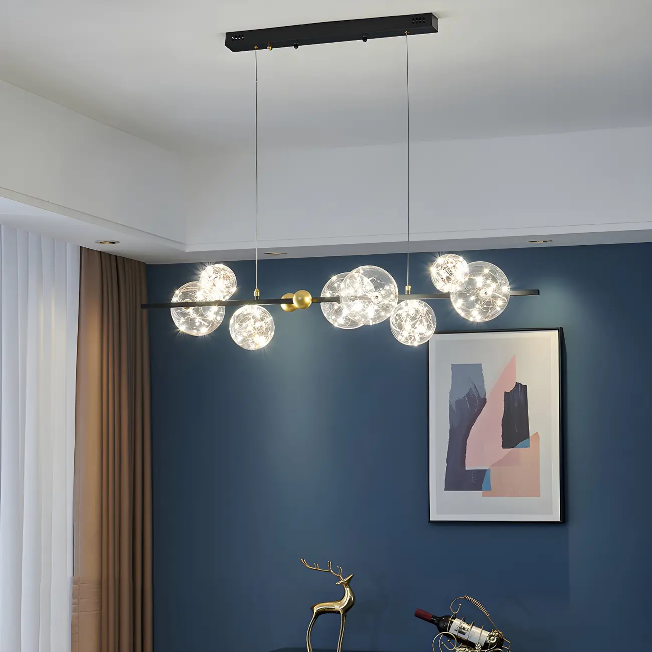 Dining Area Modern Glass 8-Light Globe Chandelier Image - 12 | homeyfad