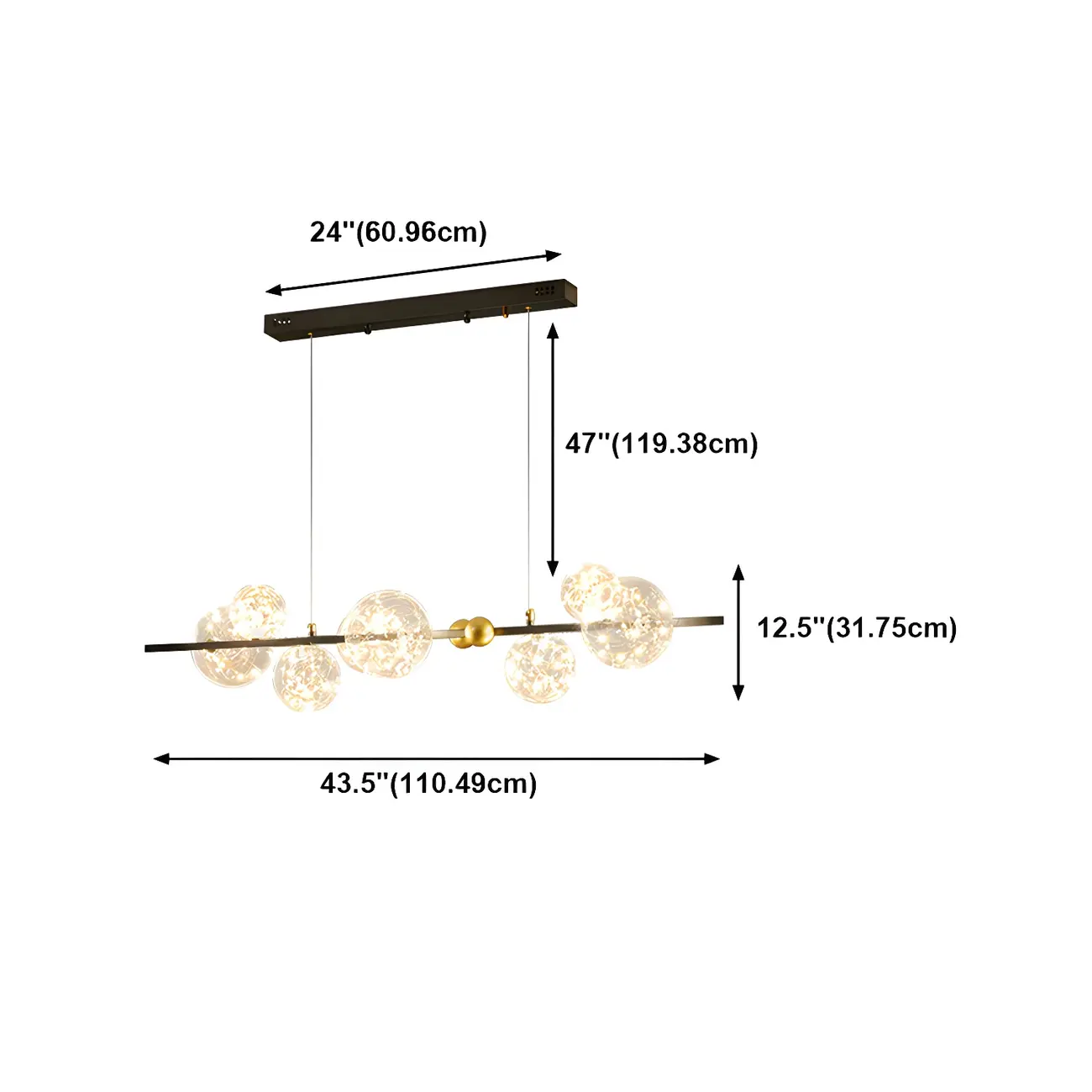 Dining Area Modern Glass 8-Light Globe Chandelier #size