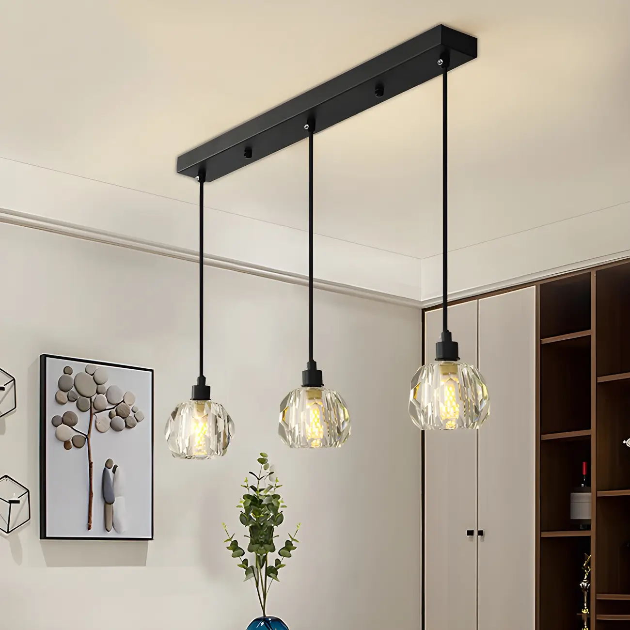 Modern Crystal Globe Island Pendant Lights for Kitchen Image - 3 | homeyfad