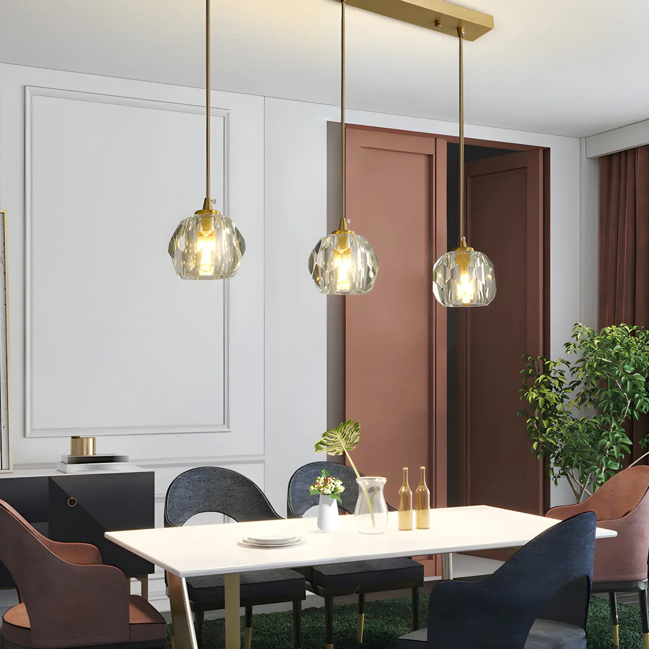 Modern Crystal Globe Island Pendant Lights for Kitchen Image - 5 | homeyfad