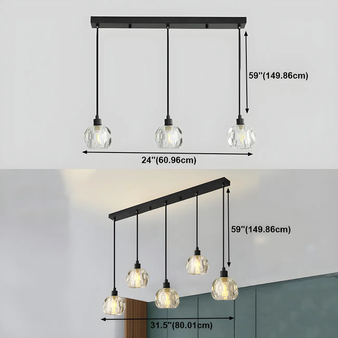 Modern Crystal Globe Island Pendant Lights for Kitchen Image - 8 | homeyfad