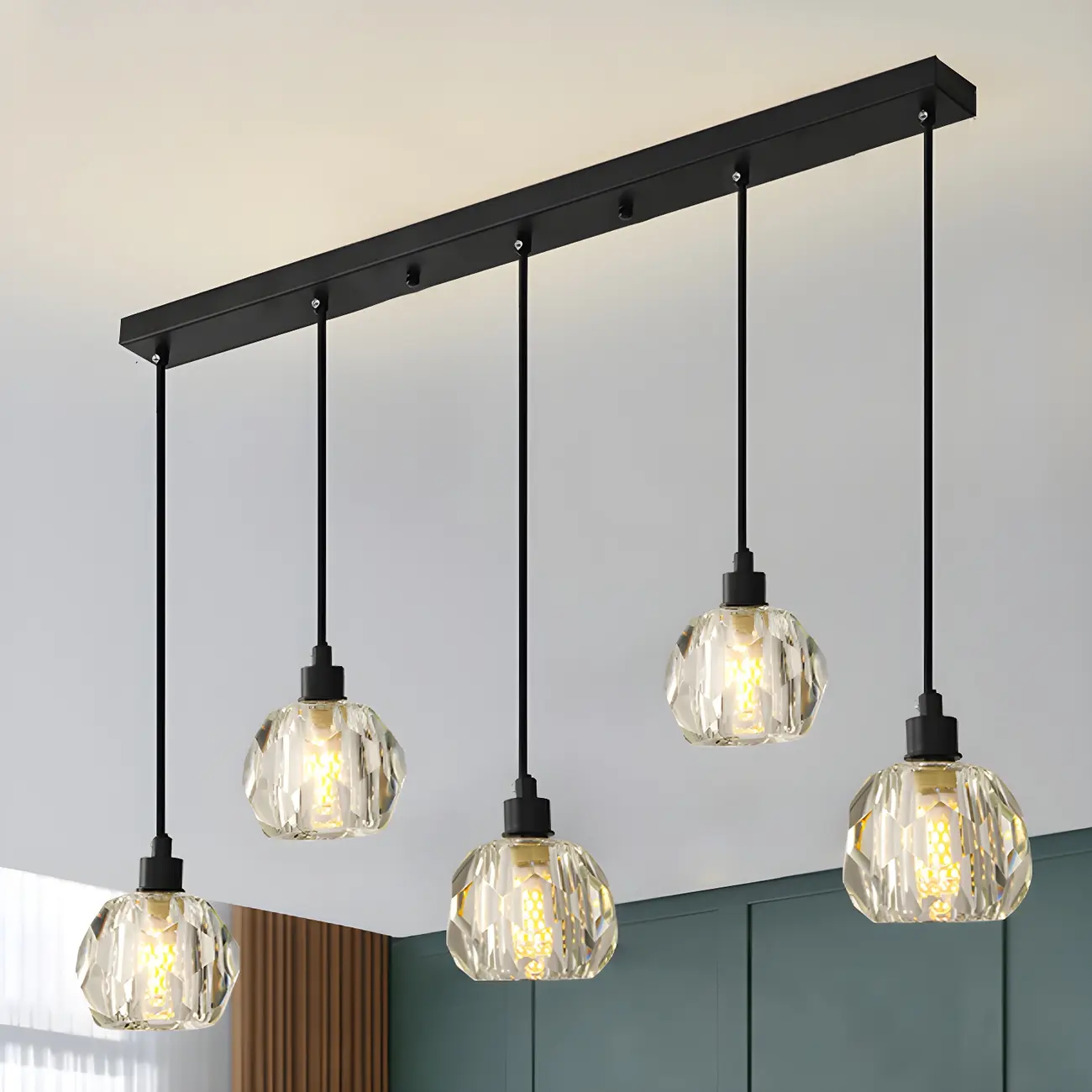 Modern Crystal Globe Island Pendant Lights for Kitchen Image - 1 | homeyfad