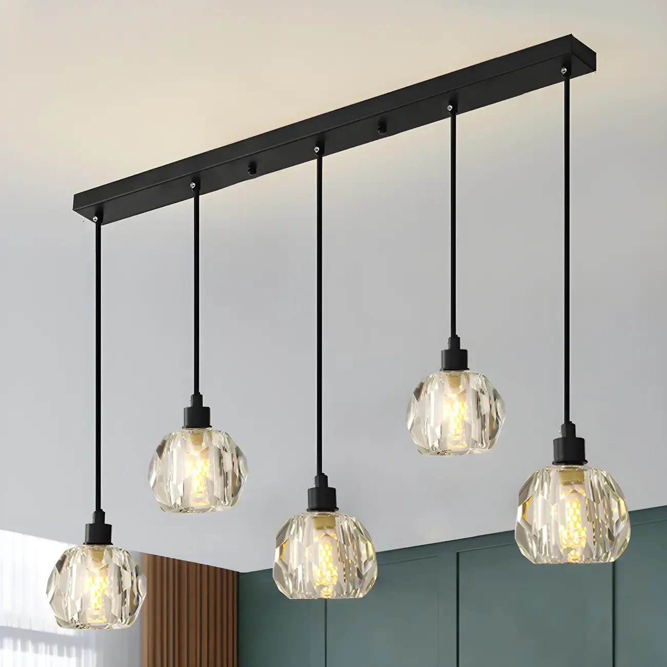Modern Crystal Globe Island Pendant Lights for Kitchen Image - 1