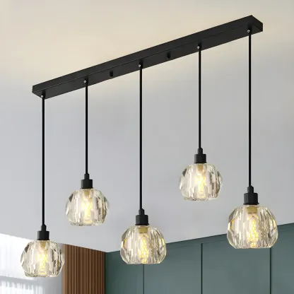Modern Crystal Globe Island Pendant Lights for Kitchen Image - 1