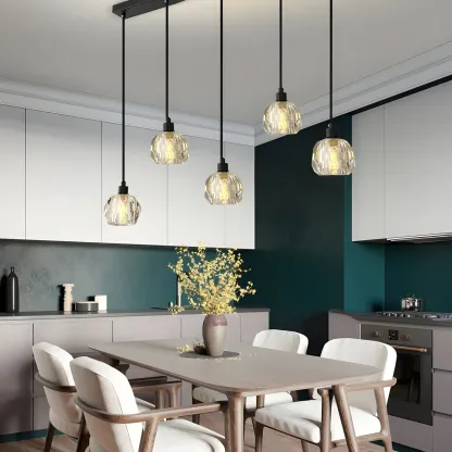 Modern Crystal Globe Island Pendant Lights for Kitchen Image - 15