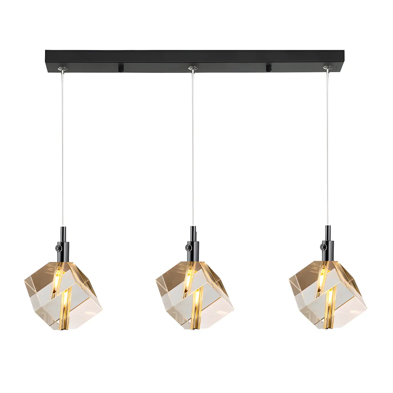 Modern Crystal Cube Island Pendant Light for Kitchen Image - 5 | homeyfad