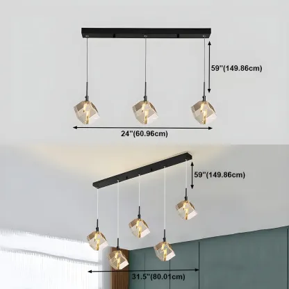 Modern Crystal Cube Island Pendant Light for Kitchen Image - 6
