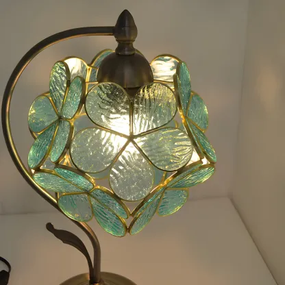 Vintage Stained Glass Flower Petal Table Lamp  Image - 6