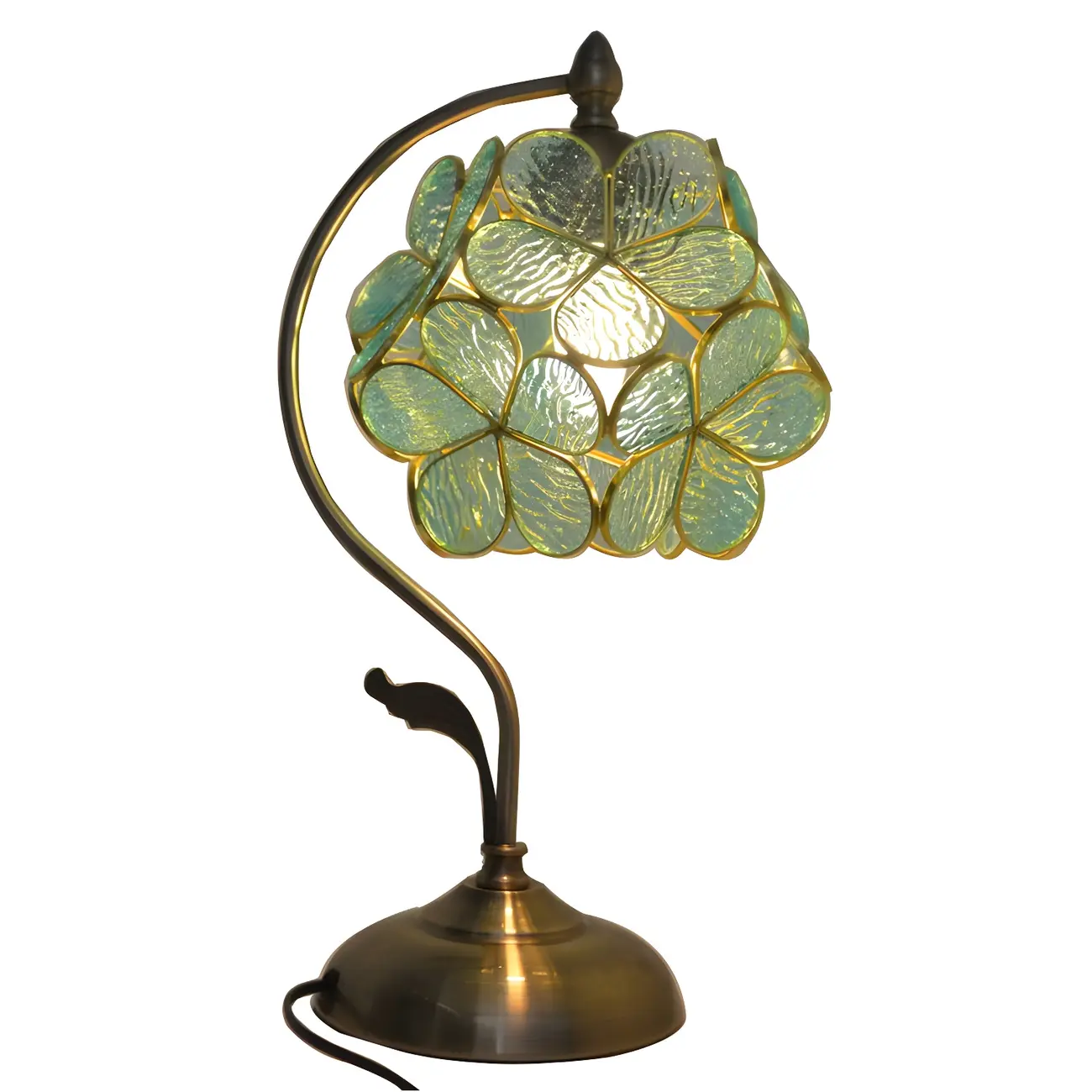 Vintage Stained Glass Flower Petal Table Lamp  Image - 7 | homeyfad