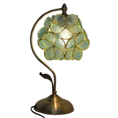 Vintage Stained Glass Flower Petal Table Lamp  Image - 7
