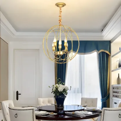 Black Metal Sphere Orb Modern Chandelier Light