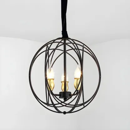 Black Metal Sphere Orb Modern Chandelier Light