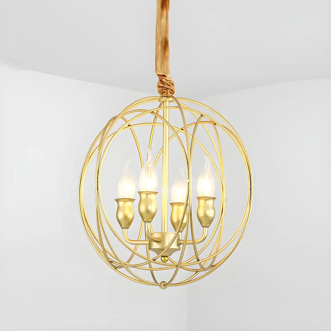 Black Metal Sphere Orb Modern Chandelier Light