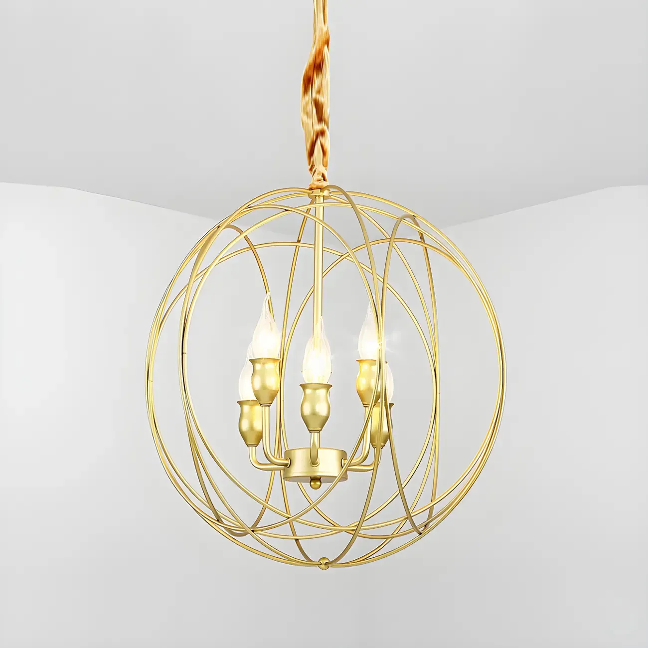 Black Metal Sphere Orb Modern Chandelier Light