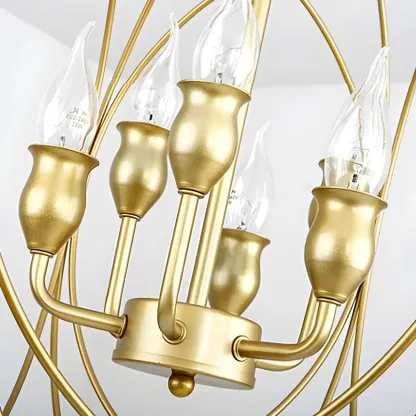 Black Metal Sphere Orb Modern Chandelier Light