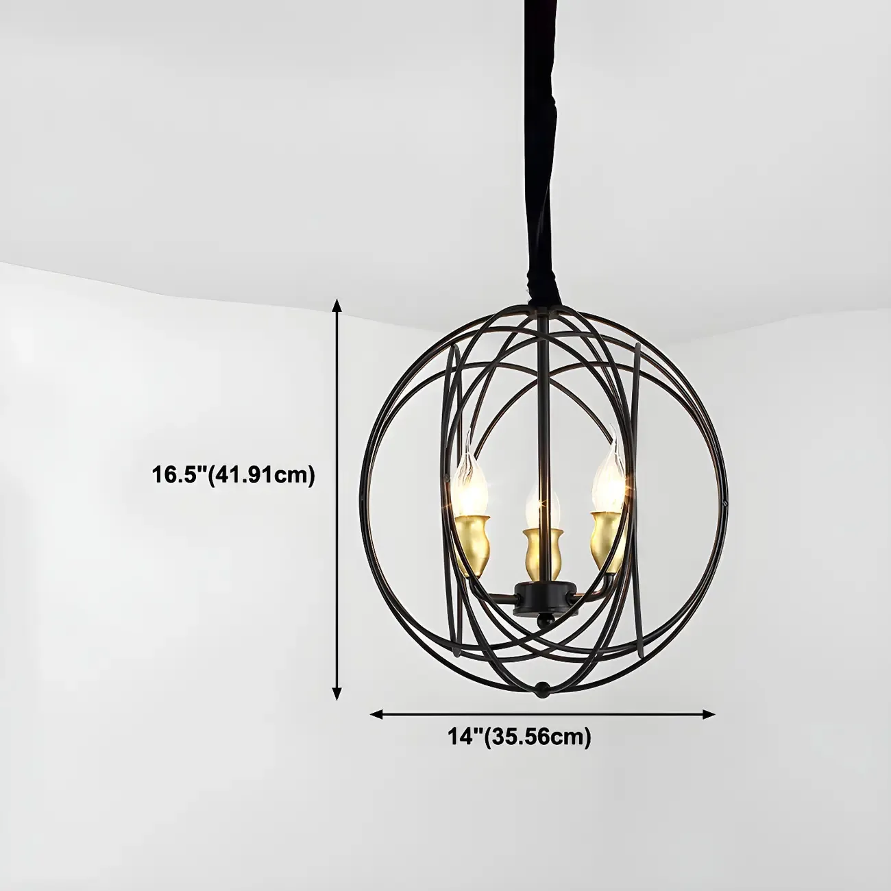 Black Metal Sphere Orb Modern Chandelier Light