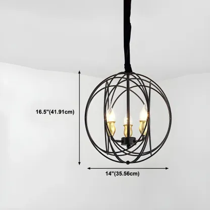 Black Metal Sphere Orb Modern Chandelier Light