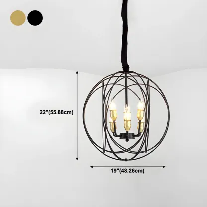 Black Metal Sphere Orb Modern Chandelier Light