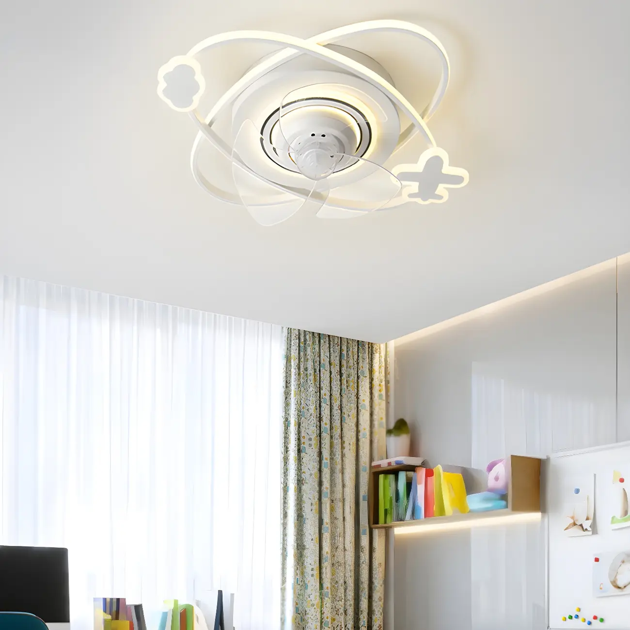 Minimalist 3 Blade LED Ceiling Fan with Light for Kids Room Image - 1 | homeyfad