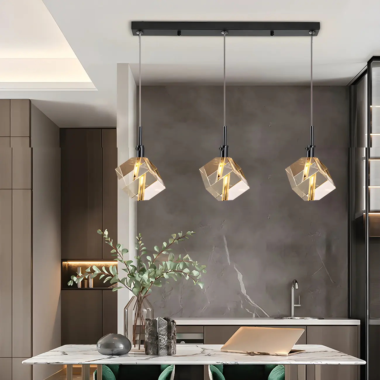 Modern Crystal Cube Island Pendant Light for Kitchen Image - 1 | homeyfad