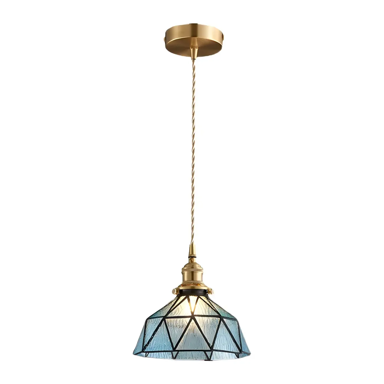 Vintage Glass Pendant Light 1-Light Geometric Ceiling Light Fixture for Hallway Image - 7