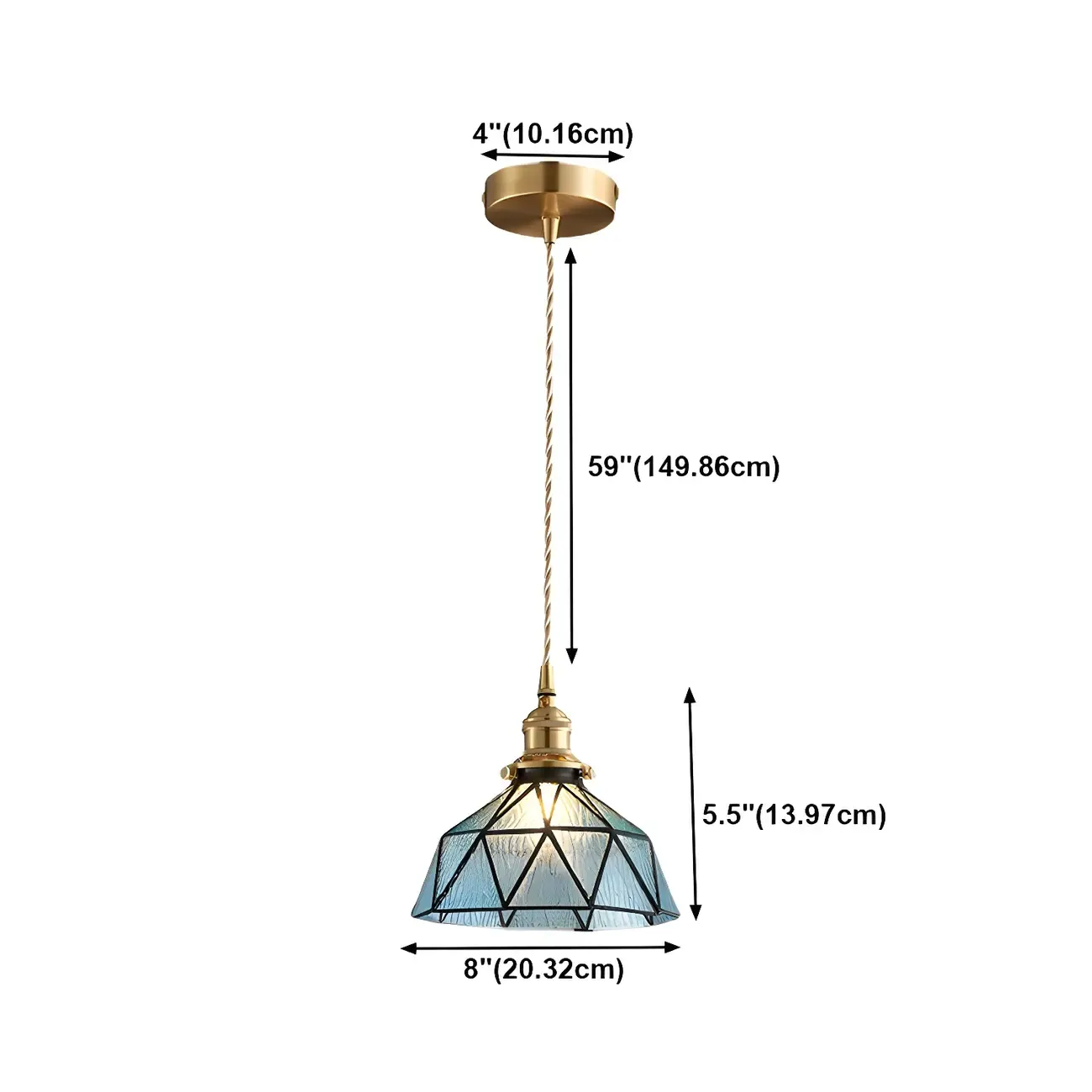 Vintage Glass Pendant Light 1-Light Geometric Ceiling Light Fixture for Hallway Image - 8