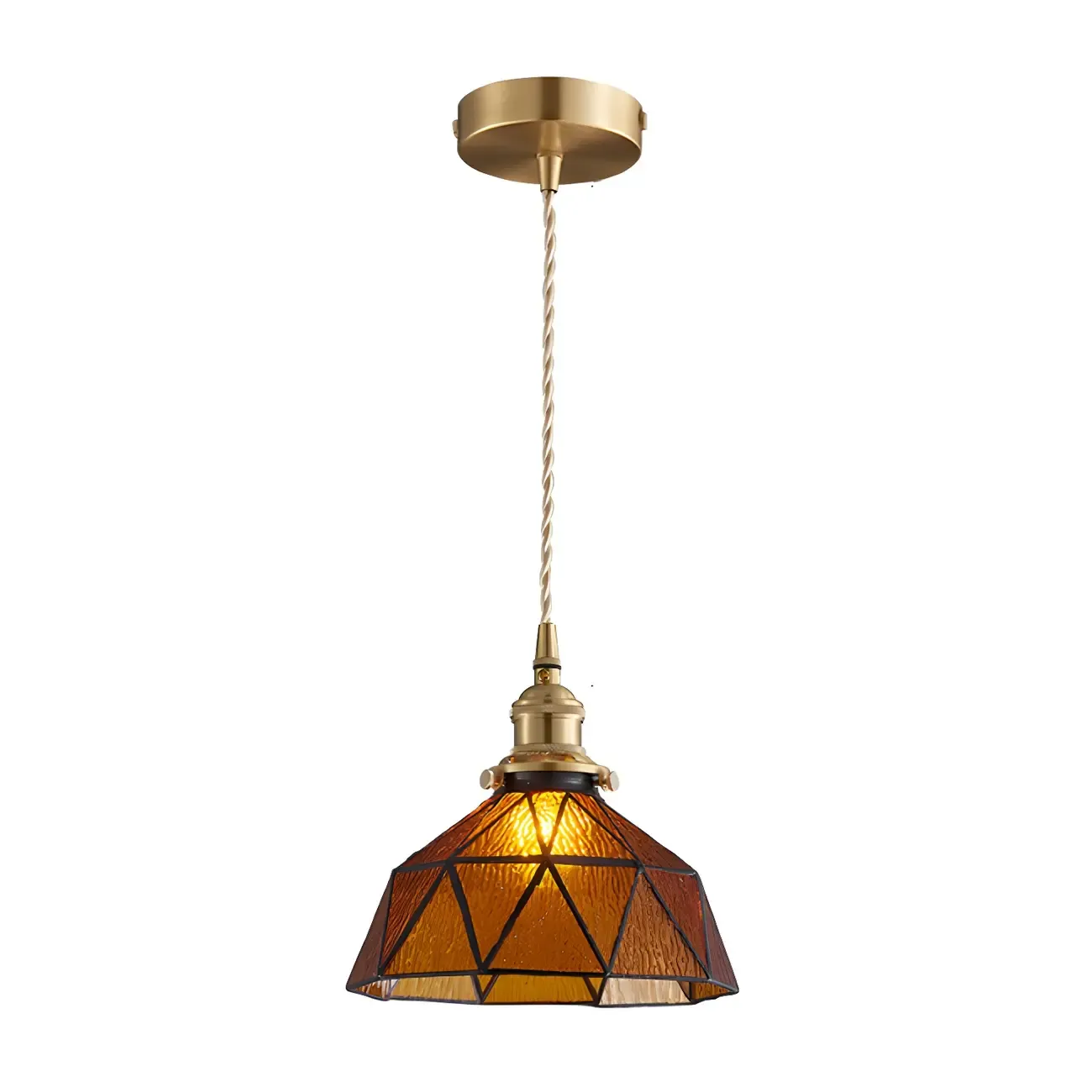 Vintage Glass Pendant Light 1-Light Geometric Ceiling Light Fixture for Hallway Image - 9