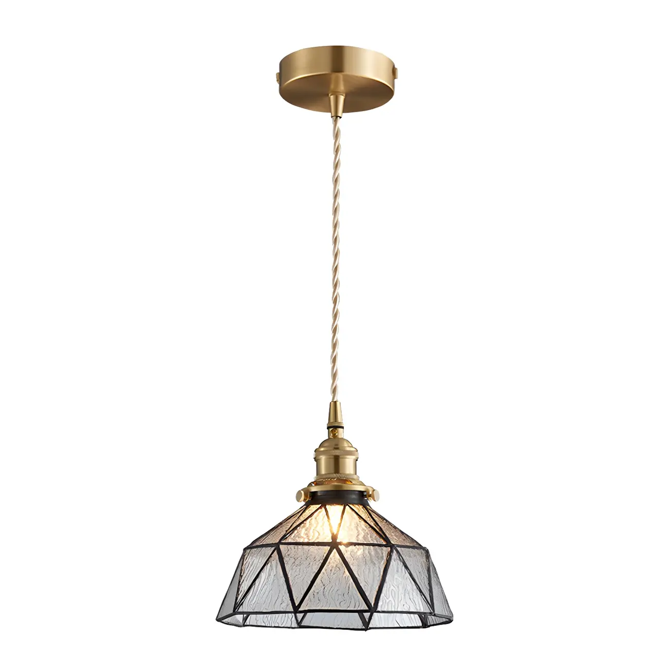 Vintage Glass Pendant Light 1-Light Geometric Ceiling Light Fixture for Hallway Image - 10 | homeyfad