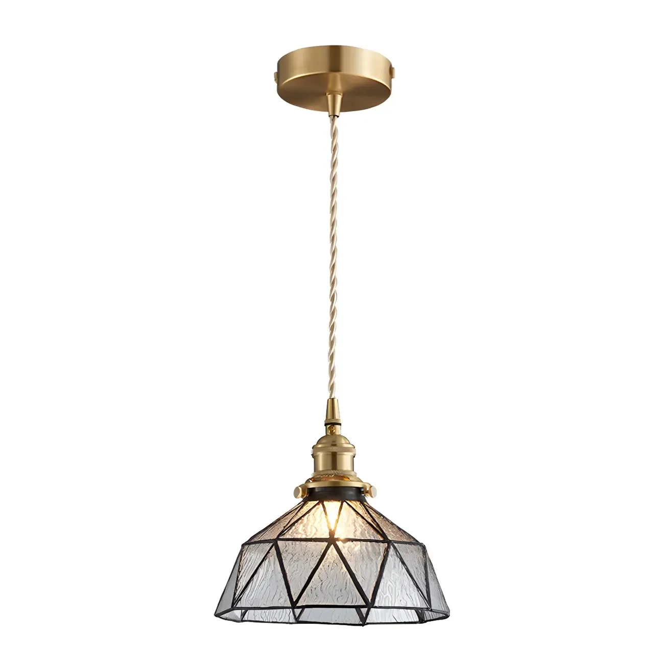 Vintage Glass Pendant Light 1-Light Geometric Ceiling Light Fixture for Hallway Image - 10