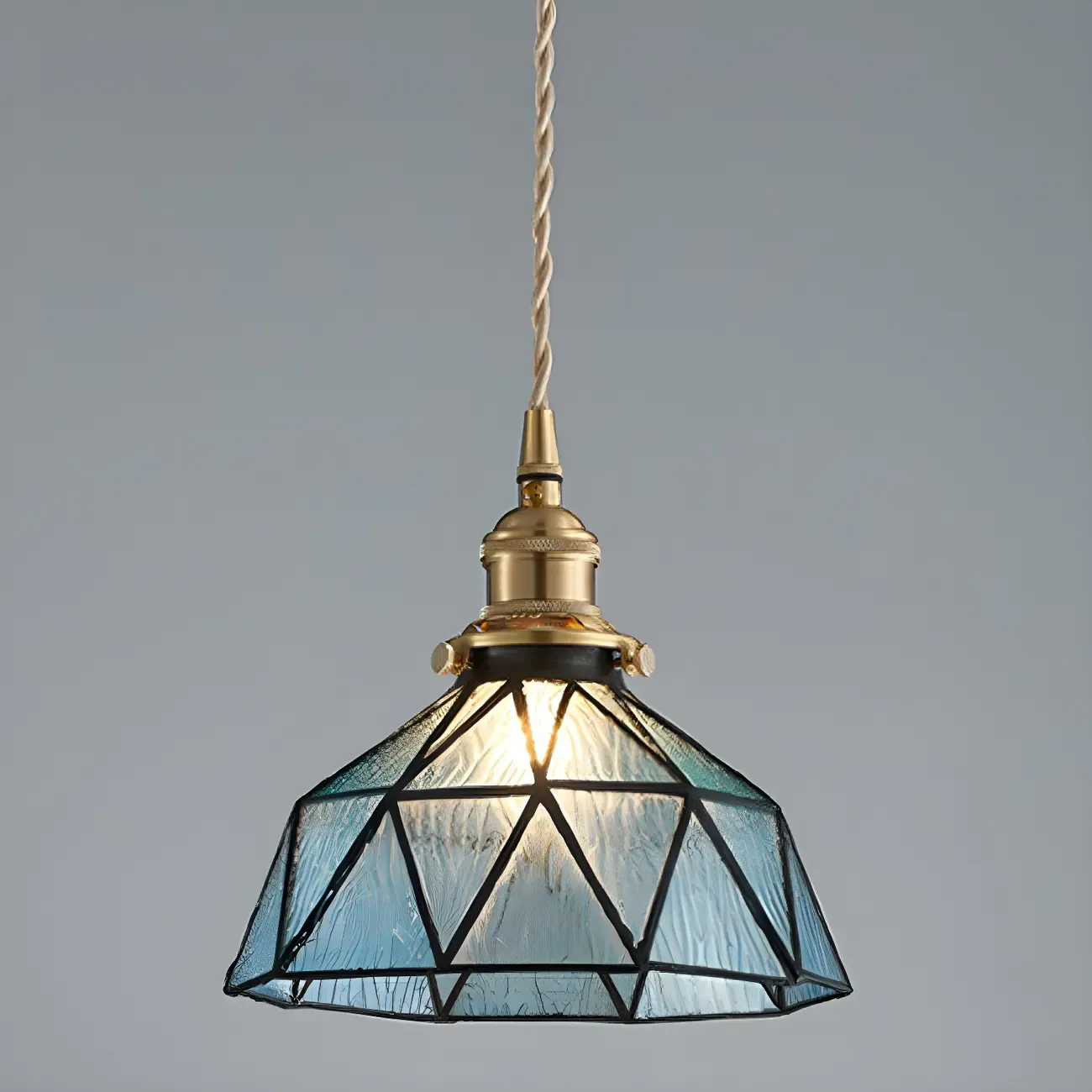 Vintage Glass Pendant Light 1-Light Geometric Ceiling Light Fixture for Hallway Image - 2