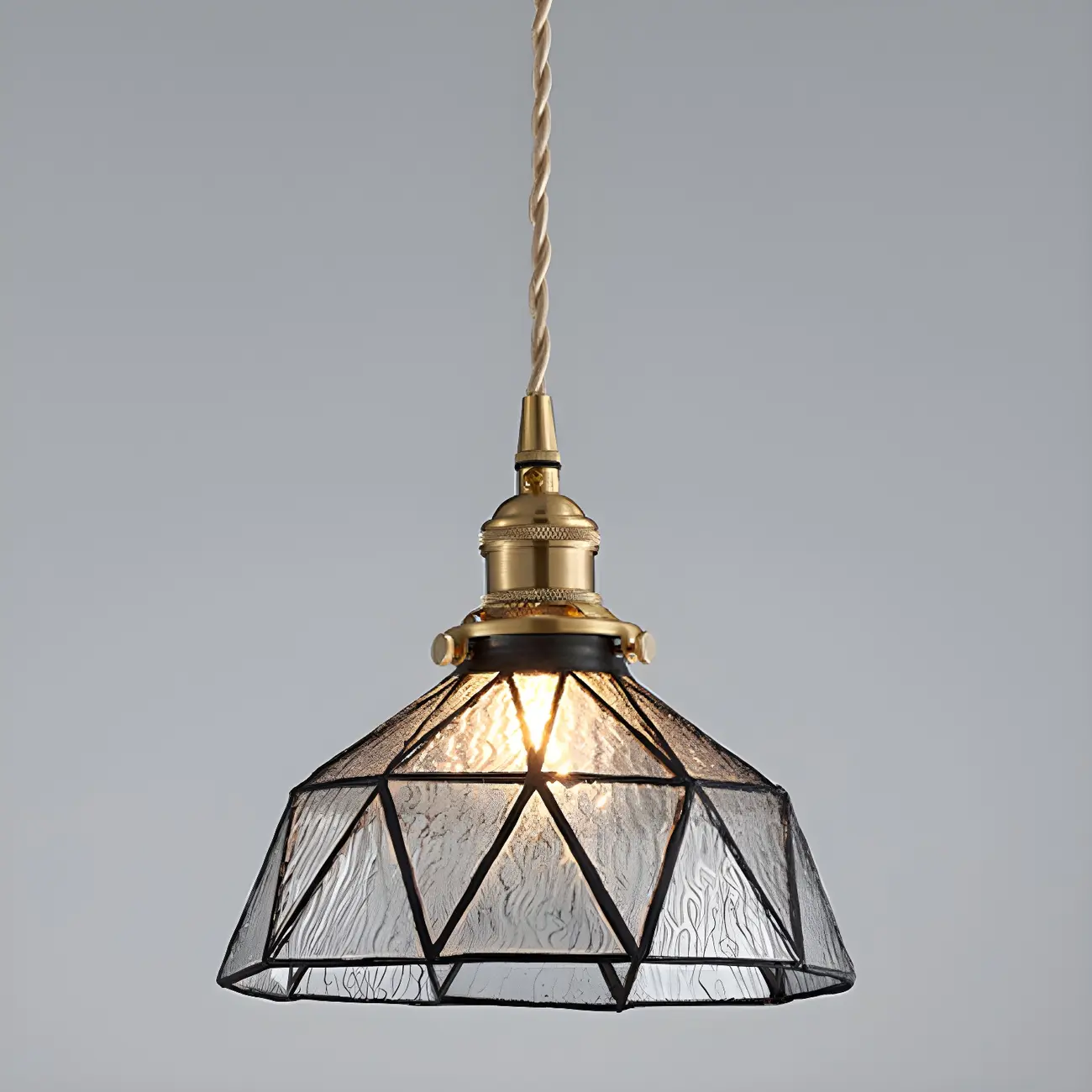 Vintage Glass Pendant Light 1-Light Geometric Ceiling Light Fixture for Hallway Image - 11 | homeyfad