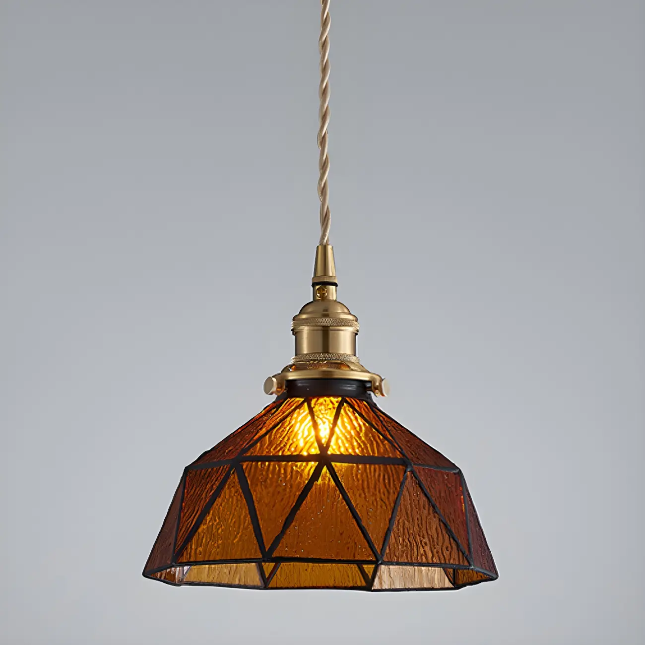 Vintage Glass Pendant Light 1-Light Geometric Ceiling Light Fixture for Hallway Image - 12 | homeyfad