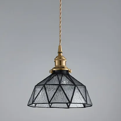 Vintage Glass Pendant Light 1-Light Geometric Ceiling Light Fixture for Hallway Image - 13