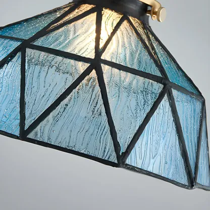 Vintage Glass Pendant Light 1-Light Geometric Ceiling Light Fixture for Hallway Image - 15