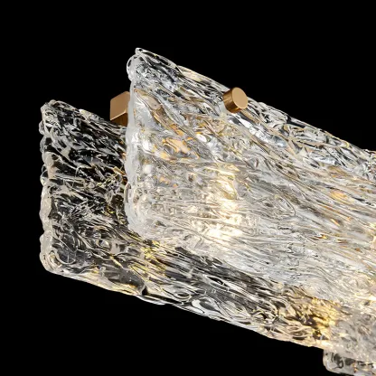 Rectangle Large Gold Glass Island Pendant Light Image - 4