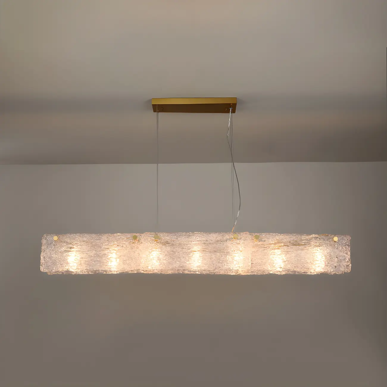 Rectangle Large Gold Glass Island Pendant Light Image - 6 | homeyfad