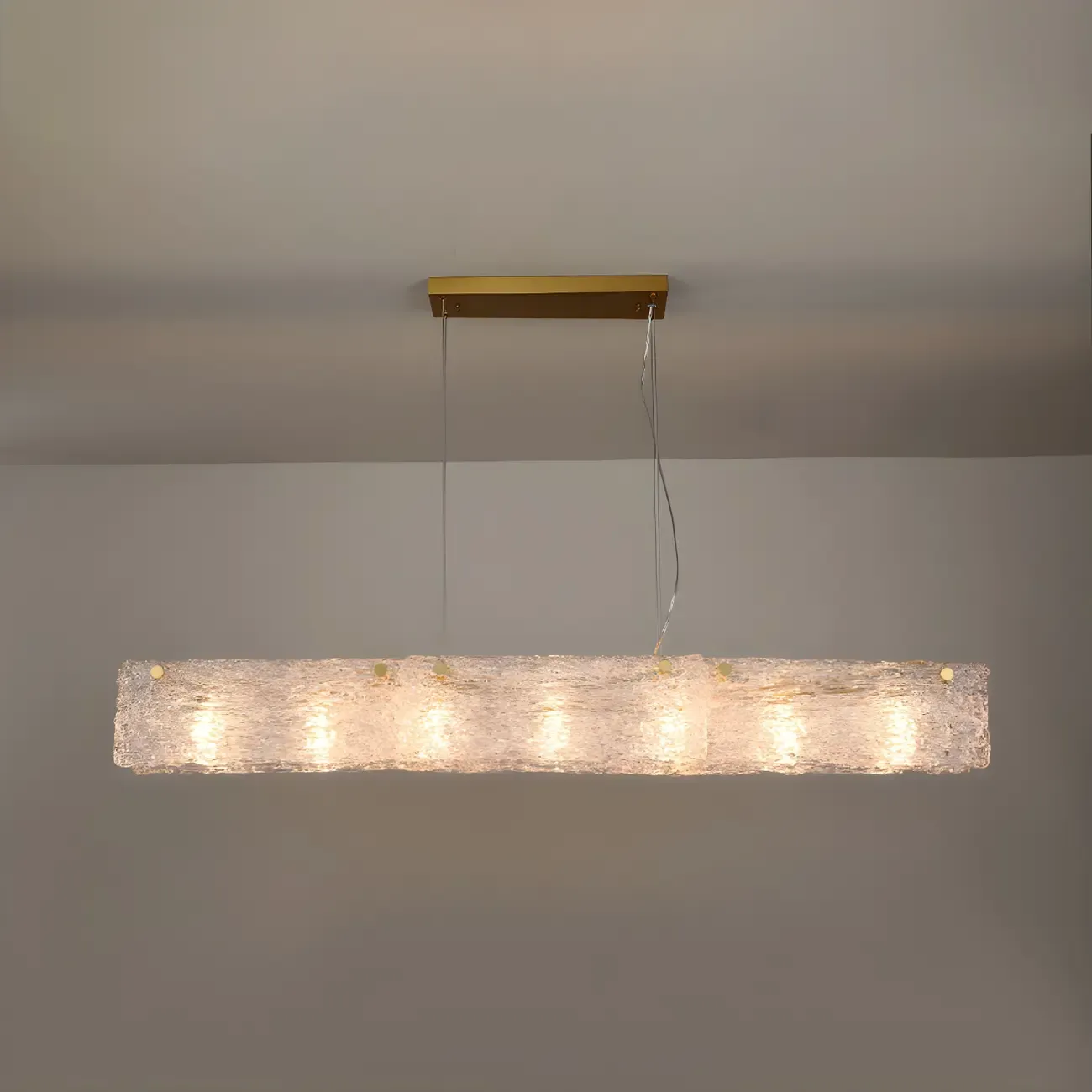 Rectangle Large Gold Glass Island Pendant Light Image - 6