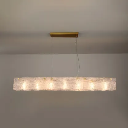 Rectangle Large Gold Glass Island Pendant Light Image - 6