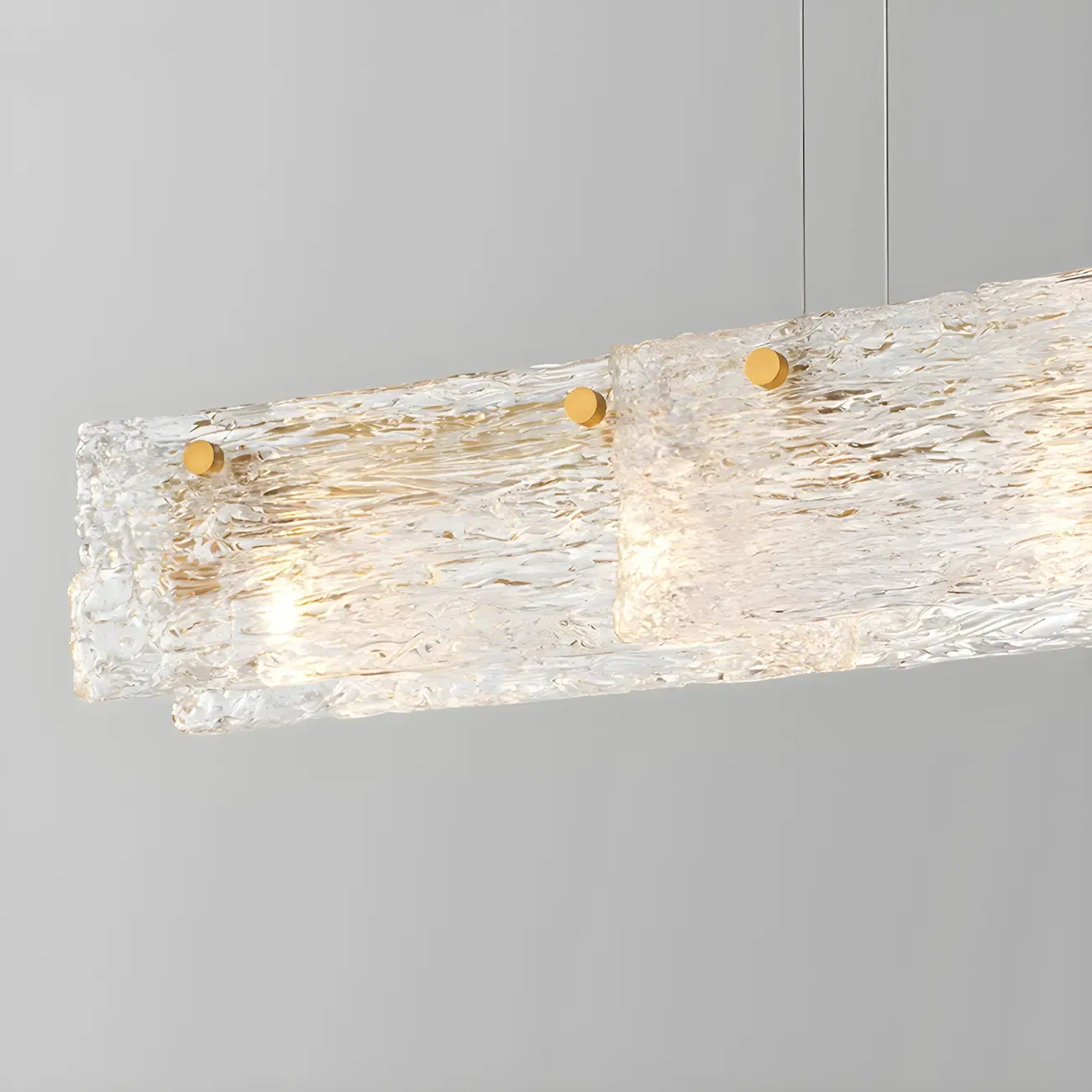 Rectangle Large Gold Glass Island Pendant Light Image - 9